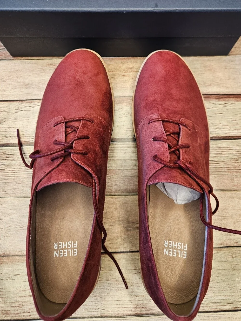 Eileen Fisher Eddy Wine Suede Platform Oxford